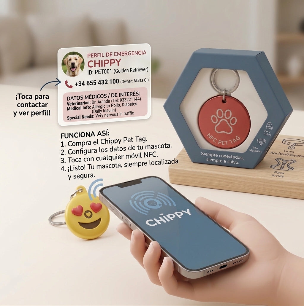 Chippy Pet Tag (Colección Emoji)